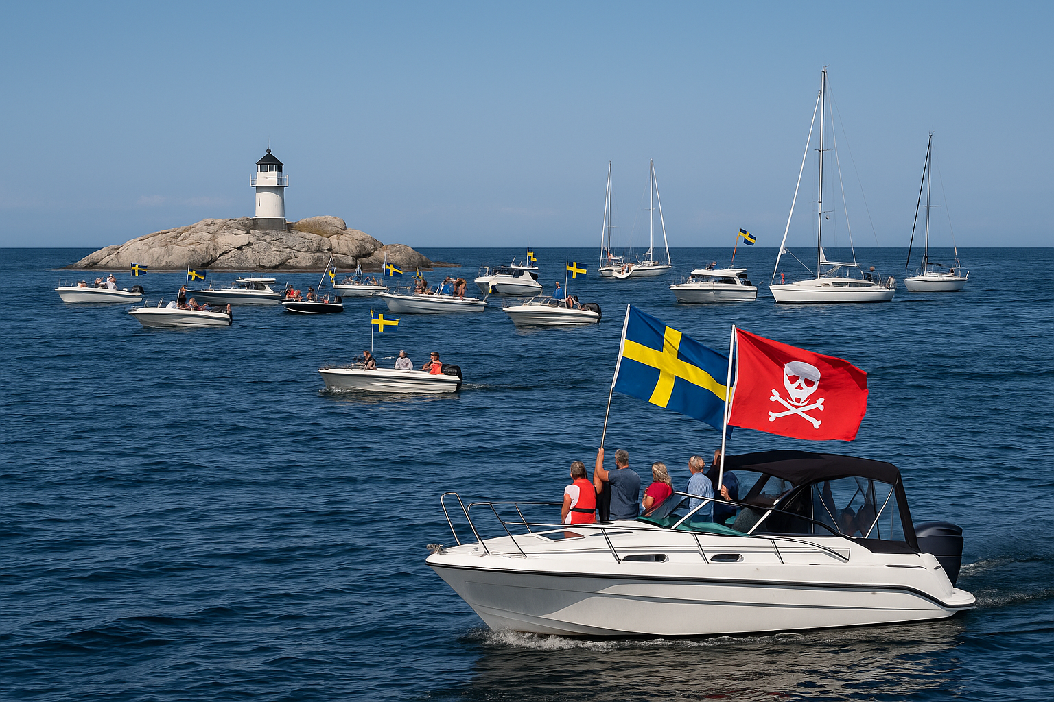 Båtdemonstration mot dumpning i Kanholmsfjärden